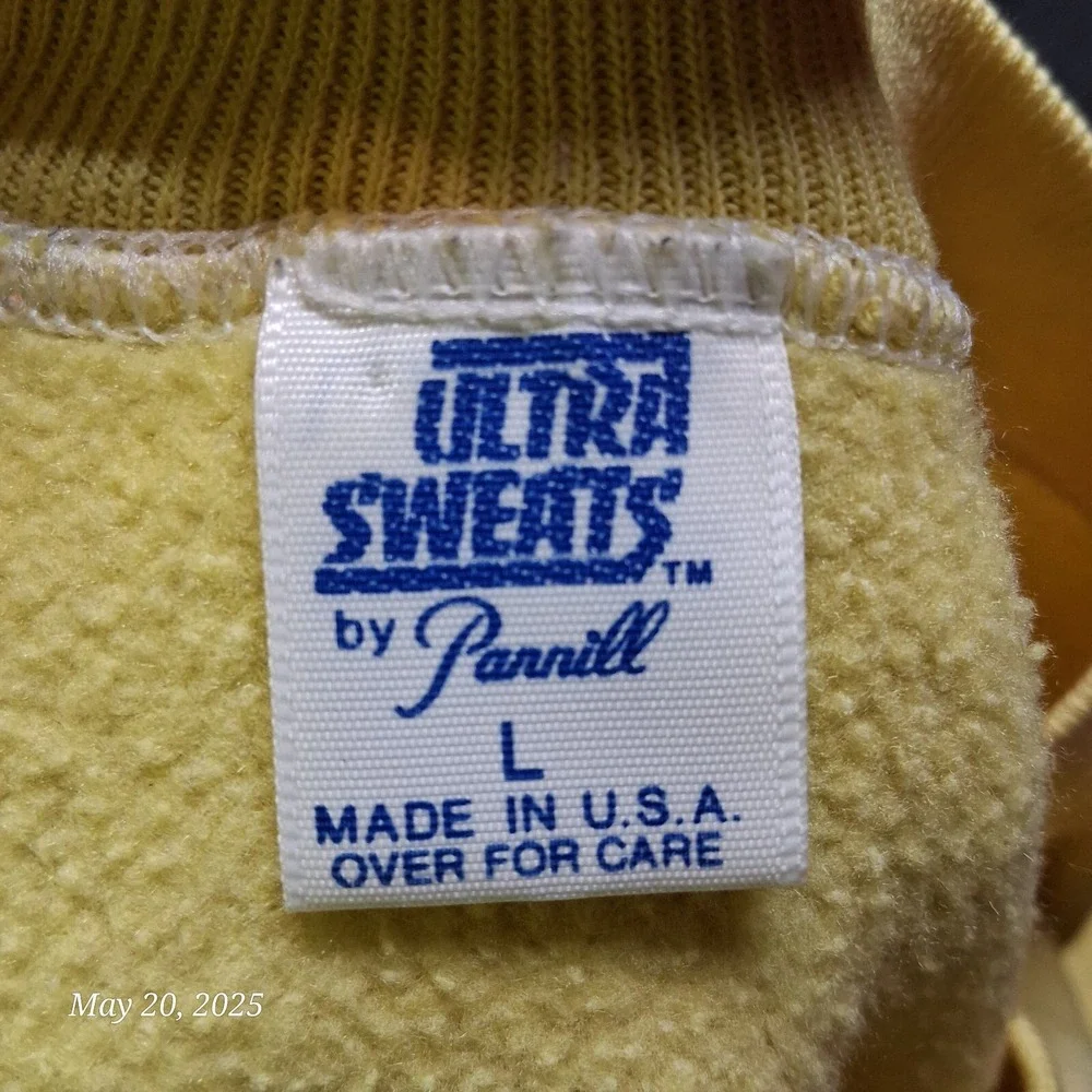 VTG Ultra Sweats Pannill Flower Painted‎ Sweatshirt Yellow Adult Size Large